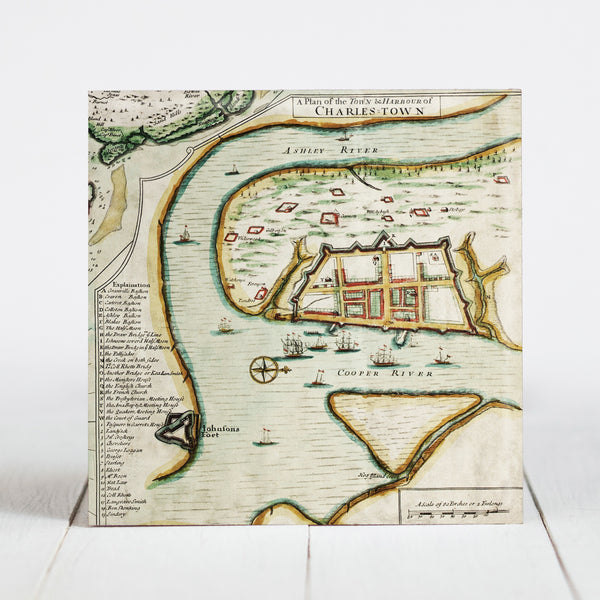 1711 Map of the Walled City of Charles Towne - Charleston, SC