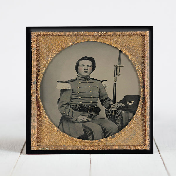 Confederate Soldier Major Thomas B. Beall 10th Mississippi Infantry holding Bayoneted Musket - Civil War Era