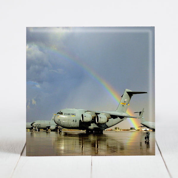 Rainbow over Air Force Aircraft at Moron, Spain Air Base