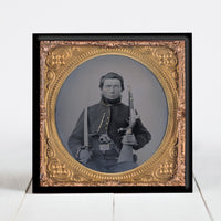 Union soldier with saber, single shot pistol carbine, and Colt Navy revolver - Civil War Era