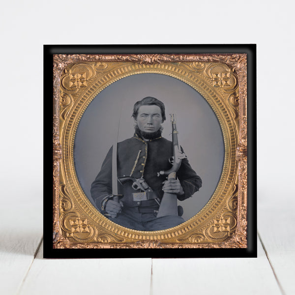 Union soldier with saber, single shot pistol carbine, and Colt Navy revolver - Civil War Era