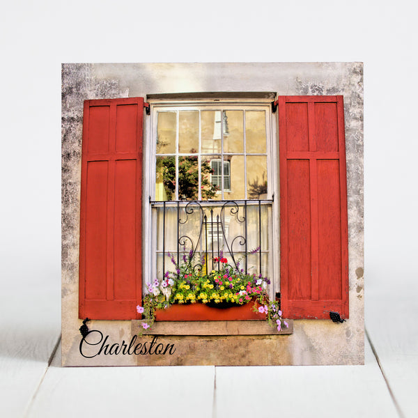 Window Box, Red Shutters - Charleston SC