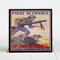 First In France - Marines War Recruitment Poster c.1917 WWI