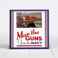 Man the Guns -  Navy Recruitment Poster c.1942 WW2