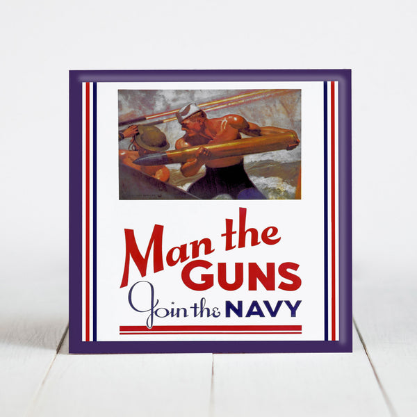 Man the Guns -  Navy Recruitment Poster c.1942 WW2