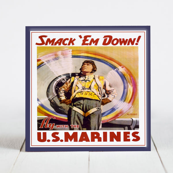 Smack 'em Down - Marines War Recruitment Poster WW2