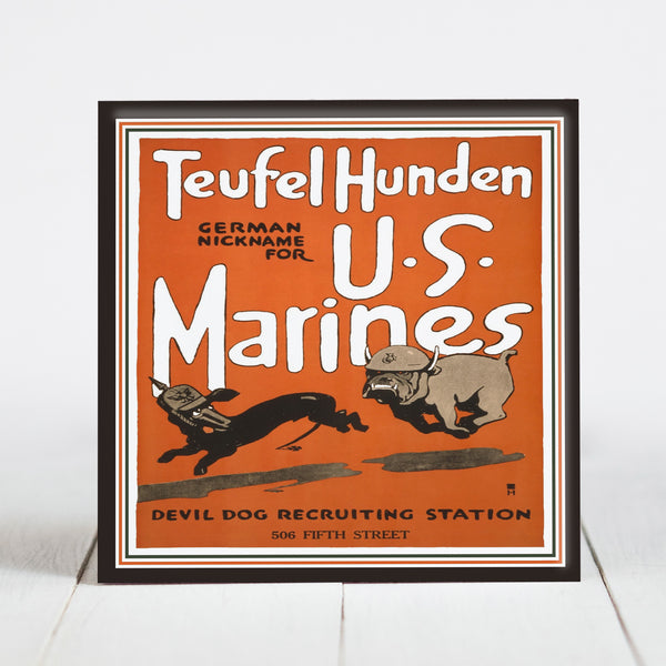 Teufel Hunden German Devil Dogs - Marines Recruitment War Poster WW1