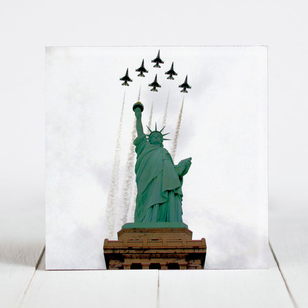 Air Force F-16 fishting Falcons Soar over Statue of Liberty, NYC