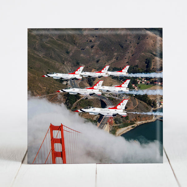 Air Force Thunderbirds form Delta Formation over Golden Gate Bridge