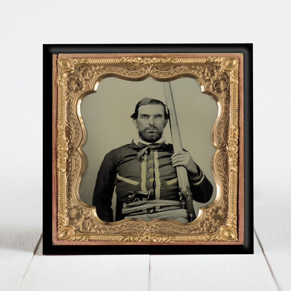 Confederate Soldier in quantrillian battleshirt - Civil War Era