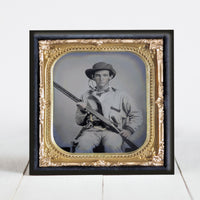 Confederate Soldier with Double Barrel Shotgun, Revolver, Side Knife - Civil War Era