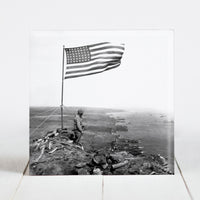 American Flag Waves from the crest of Mount Suribachi, Iwo Jima c.1945