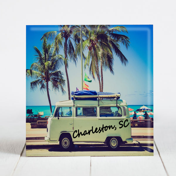 Greetings from Charleston - VW Camper at Beach