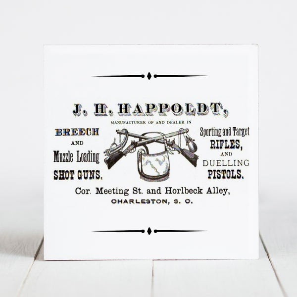 J.H. Happoldt Dueling Pistols Ad - Meeting and Horlbeck Alley, Charleston SC  c.1800s