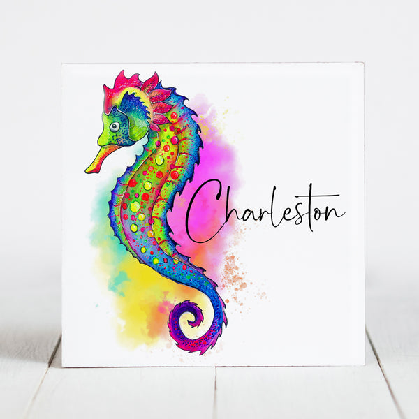 Watercolor SeaHorse with Charleston