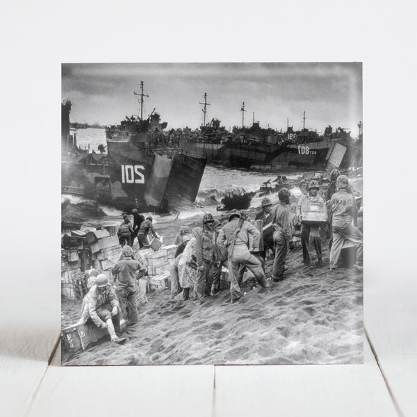 Supplies pour onto Iwo Jima beachhead - February 1945