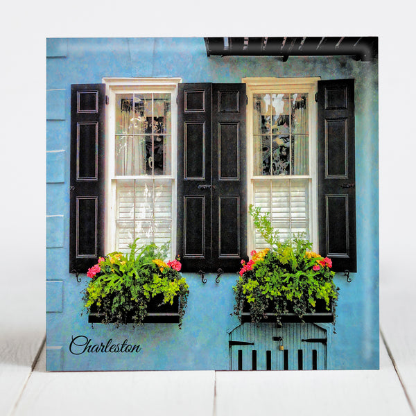 Windowboxes - Blue House with Black Shutters - Charleston, SC