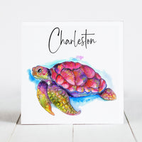 Watercolor Sea Turtle with Charleston