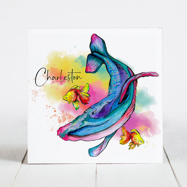 Watercolor Whale with Charleston